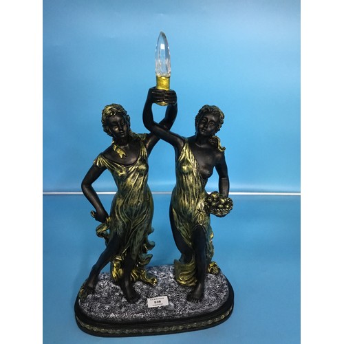 538 - Bronzed Centre Piece Ladies With a Torch (large piece)