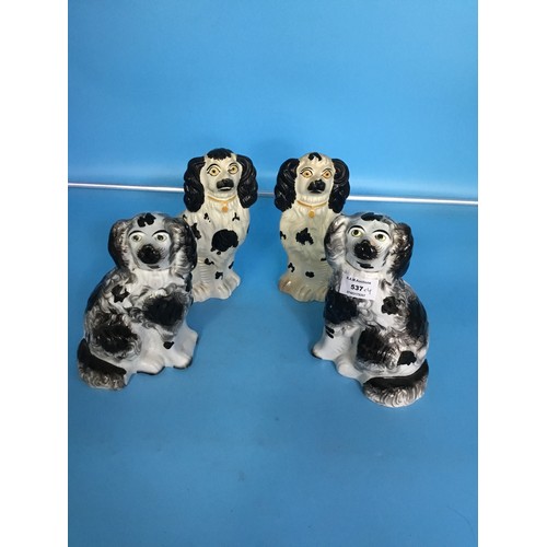 537 - Vintage/Antique Staffordshire Dogs x2 Pairs