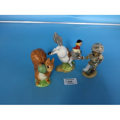 542 - Beswick Figures x3 To Include Squirrel Nutkin, Thelwell House and a Soldier