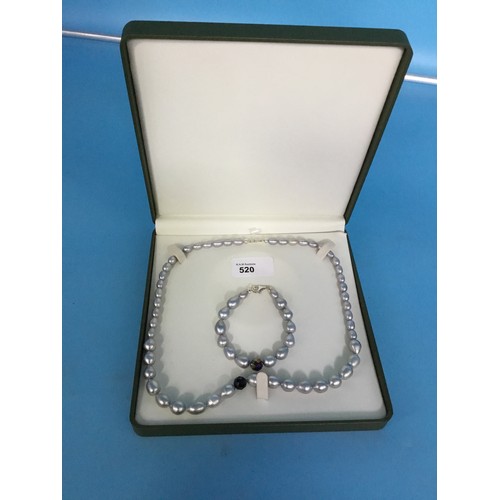 520 - Boxed Vintage Genuine Pearl Necklace and Bracelet