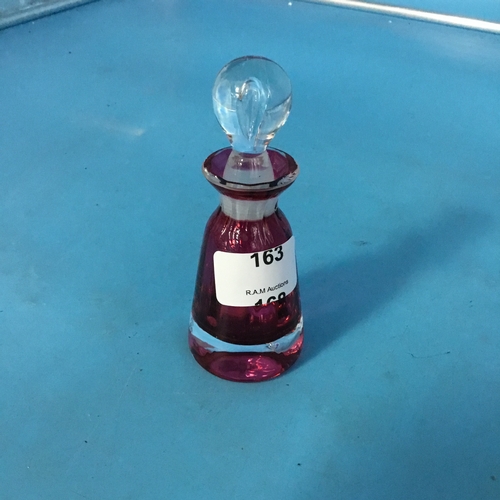 163 - Cranberry Glass Scent Bottle with Bubble Stopper