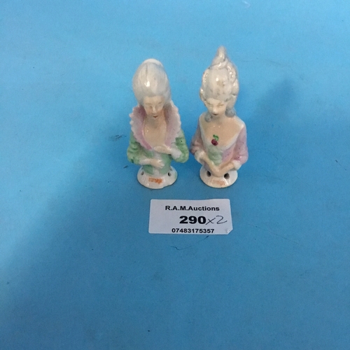 290 - 2 Antique Porcelain Half Dolls (in very good condition)