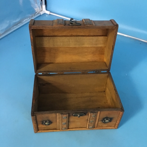 614 - Wooden Trunk Style Jewelry Box