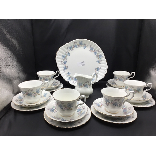 351 - Royal Kent Part Tea Set, 6 Trios, Sandwich Plate and Milk Jug. 20 Pieces