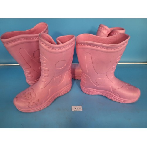 35 - 2 x New Pink Girls Wellies Size 34/35 UK 5