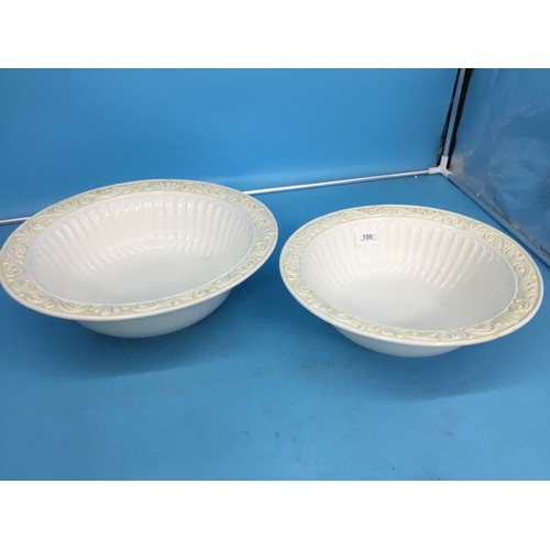 106 - 2 Large Fluted Ceramic Bowls 14” and 12” By Keri Design