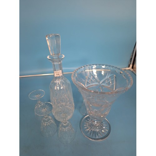 116 - Crystal Decanter, Vase and 4 Glasses