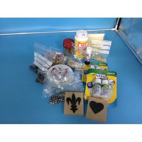 272 - Selection Of Craft Items To Include Glaze Beads, Glitter, Ribbon Etc