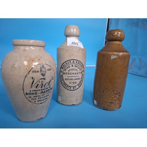 405 - Vintage/Antique Stoneware Advertising Jugs x3