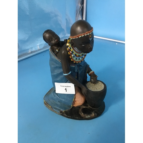 1 - African Lady and Baby Figure