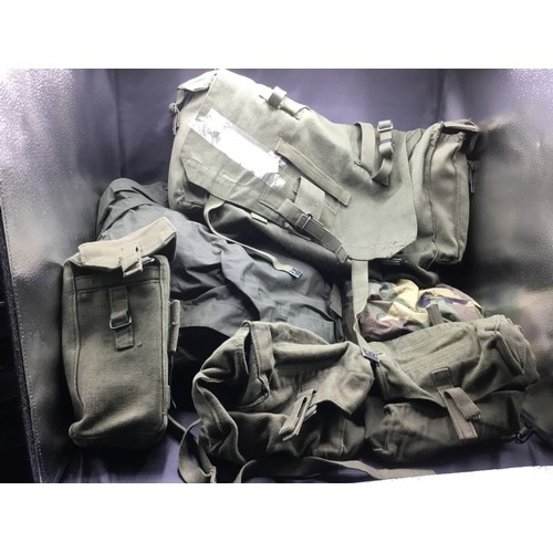 431 - Army Bag To Include Food, Waist Bag, Sleeping Bag, Sniper Cape and Bottle Bag