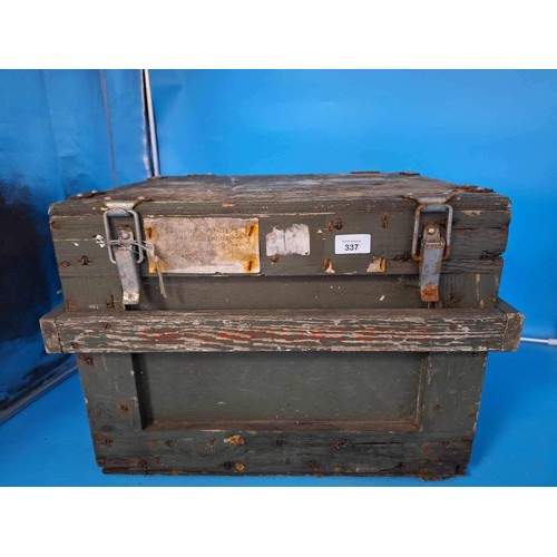 337 - Wooden Military Ammunitions Box (18x18x14)