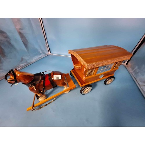 342 - Vintage Horse and Caravan 2ft Long No Damage