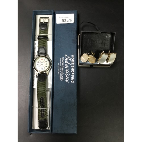 92 - Cased Alpine Army Watch and 2 Boxed Pro Cufflinks