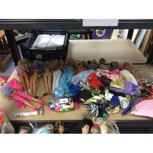 108 - Barbie Dolls x11 with Clothes, 10+ Extra Dolls and a Bag Of Accessories To Include Shoes, Clothes Et... 