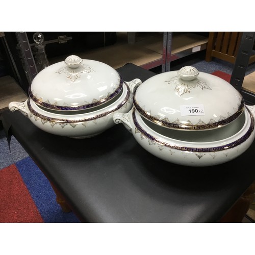 190 - Serving Dishes x2 Marked Tunstall