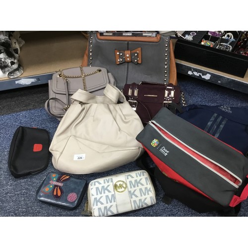 226 - Handbags x4 To Include River Island, Nine West and 2 Others, An Adidas Backpack and 2 Others and a M... 