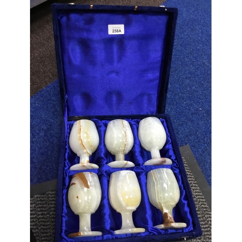 258A - Boxed Genuine Marble/Onyx Goblets x6 (super item)