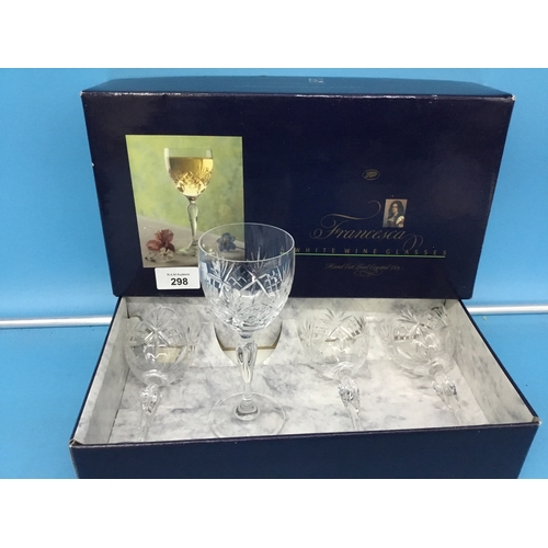 298 - Boxed New Crystal White Wine Glasses x4