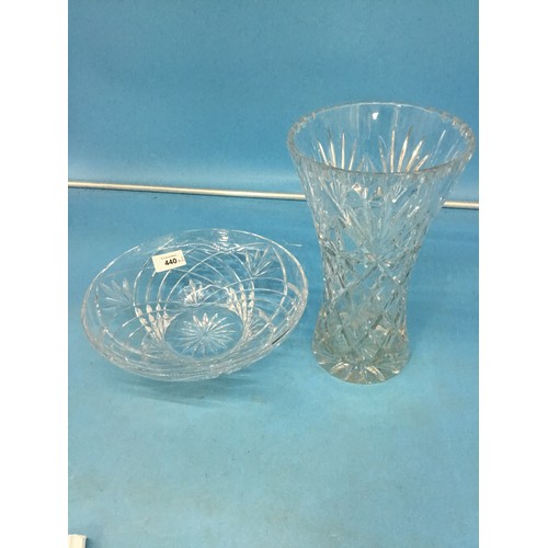 440 - Crystal Vase and Bowl