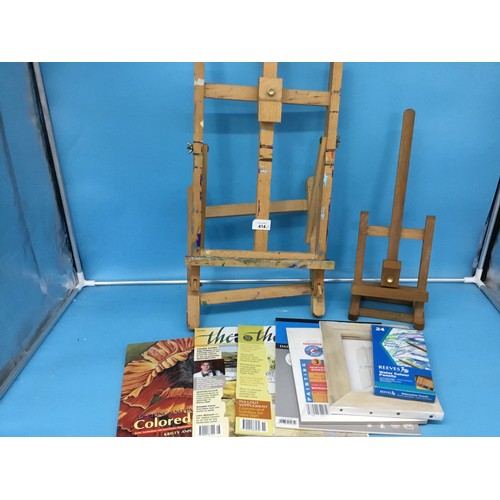 414 - Easels x2, Art Equipment and Books