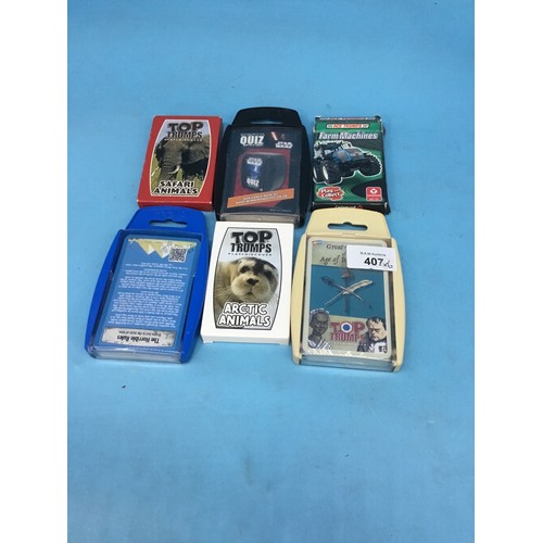 407 - Top Trumps x6 To Include Star Wars, Horrible Rules, Age of Kerotutan, Artic Animals and Safari Anima... 