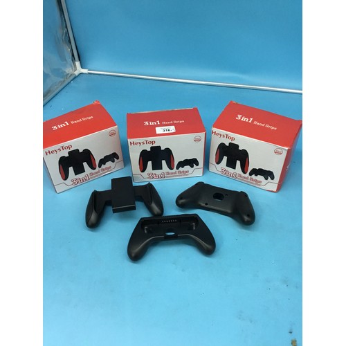 316 - 3 in 1 Hand Grips for Switch Left and Right Joy Stick Controllers x3