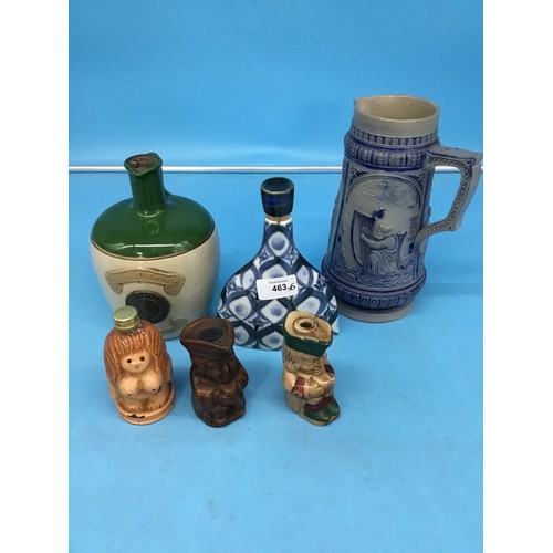 463 - Vintage Decanters and Flasks x6