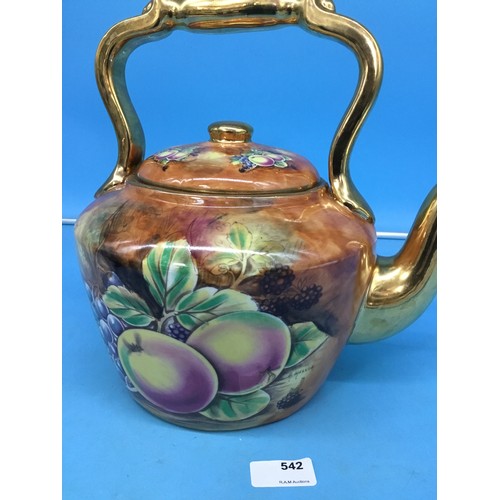 542 - Large Baroness Fine China Fruit Pattern Tea Pot 12