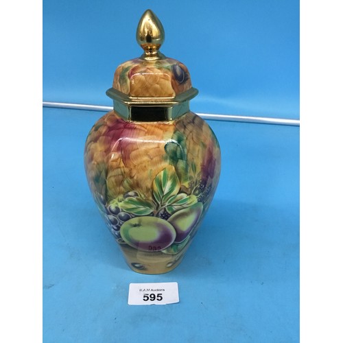 595 - Baroness Lidded Urn In The Fruit Pattern Signed H Mellor