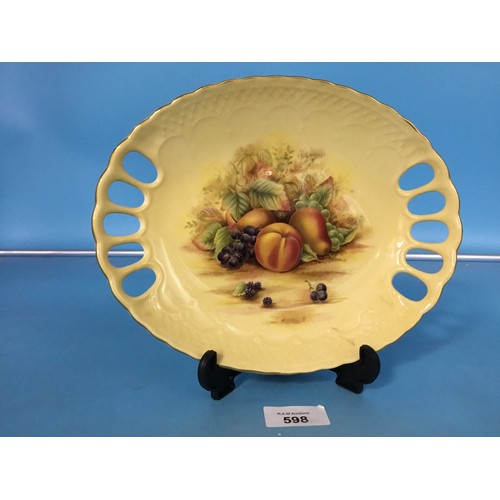 598 - Anysley Orchard Gold Pierced Dish In The Fruit Pattern