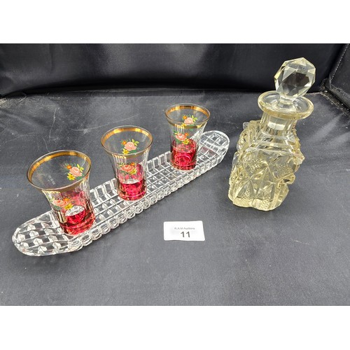 11 - 3 Shot Glasses On A Tray and a Decanter