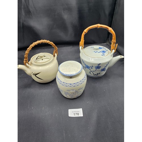 170 - 2 Japanese Tea Pots and a Vase