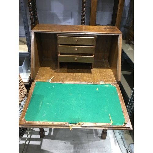 31 - Vintage Oak Bureau with 3 Internal Drawers and 3 Over Drawers