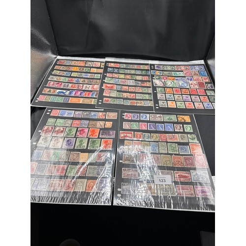 123 - 5 Sheets Of Various Collectable Stamps