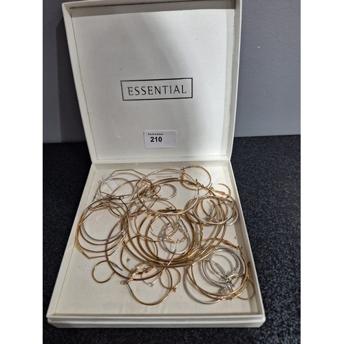 210 - Box of Large Hoop Earrings Various Many Pairs