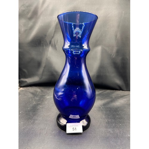 51 - Tall Bristol Blue Glass Vase