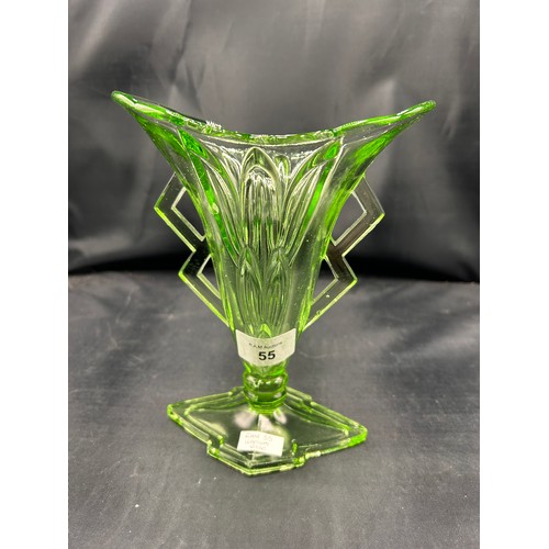 55 - 1930’s Stolzle/Hermanova Hut Art Deco Uranium Vase