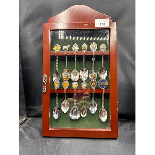 150 - Collectible Spoons In a Display Case (12)