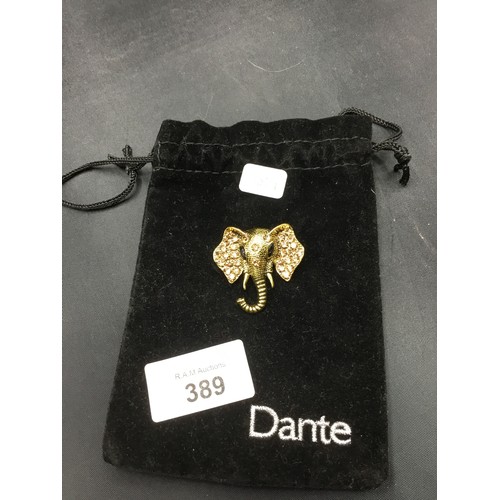 389 - Ladies Gold Color Elephant Brooch in a Pouch