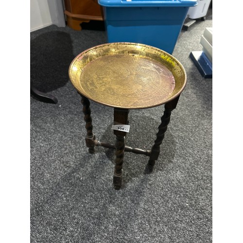 108 - Dressing Table Pine Mirror Lidded With Storage and a Copper/Brass Topped Hall Table