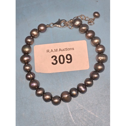 309 - 925 Silver Real Pearl Bracelet