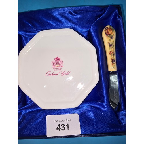 431 - Limited Edition Boxed Orchard Gold Dish and Knife