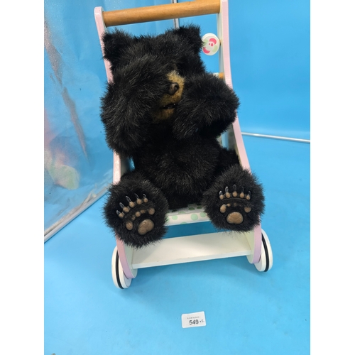 549 - Battery Operated Fur Real Bear and a Vintage Early Learning Pushchair/Walker