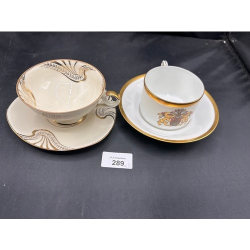 289 - 2 Cups and Saucers 1 German Armorial and 1 Bavarian