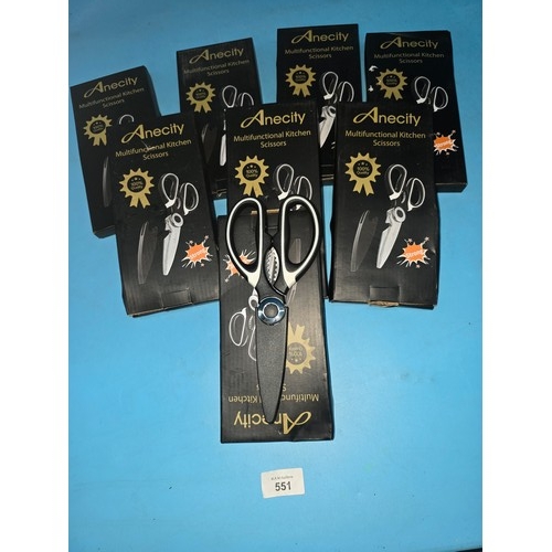 551 - New In The Box Multi Functional Kitchen Scissors x8