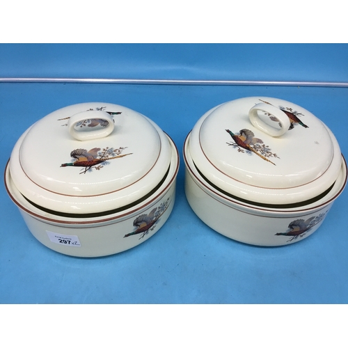 297 - Vintage J and G Meakin Lidded Casserole Servers in the Pheasants Design