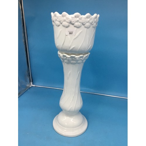 357 - White Jardiniere Stand and Planter