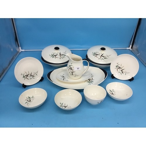 507 - Royal Doulton Part Dinner Set Bamboo “rare” To Include 2 Lidded Servers, 3 Meat Plates, 2 Sides, 2 B... 