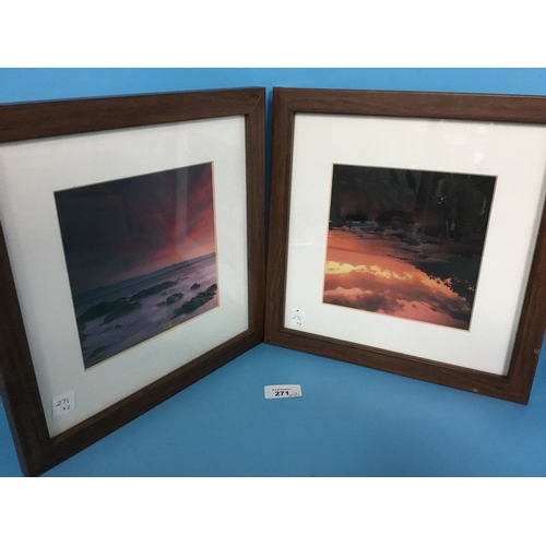 271 - 2 Framed and Glazed Sunset Pictures